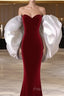 Mermaid Strapless Red Formal Prom Dress Long Party Dress