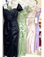 Mermaid / Trumpet Prom Dresses Minimalist Dress Cocktail Party Tea Length Sleeveless Sweetheart Charmeuse Backless With Pleats Ruched