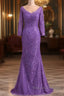 Mermaid V Neck 3/4 Length Sleeve Lace Floor Length Mother Of The Bride Dress