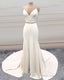 Mermaid V Neck Sweep Train Wedding Dress Bow Sashes