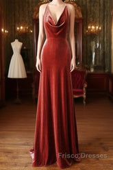 Mermaid Velvet Bridesmaid Dress Draped Neck