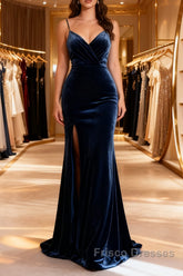 Mermaid Velvet Bridesmaid Dress Leg Slit
