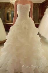 Mermaid Wedding Dress Sweetheart Organza Ruffles Train