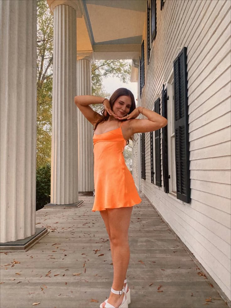 homecoming dress modest Modest A Line Spaghetti Straps Orange Satin Short Formal 8Th Grade Hom –  Frisco Dresses