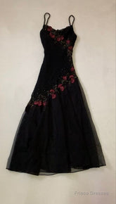 Modest Black Long Prom Dresses With Flowers 22Th Birthday Outfits