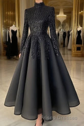 modest blue Formal Prom Dress lace emroidery evening Dress