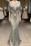 Modest Evening Dress Long Gray Lace Appliqu篓娄 Beaded Elegant Mermaid Formal Prom Dress