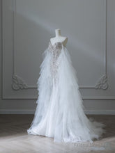 Modest Mermaid Off The Shoulder White Tulle Long Wedding Dresses Brides Dress