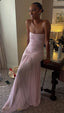 Modest Mermaid Pink Long Prom Dresses Formal Graduation Party Dress Evening Dress