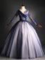 Navy Blue Tulle Long Sleeve Beading Sequins Quinceanera Dress
