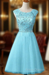 New A-Line Scoop Tulle Knee Length Homecoming Dress
