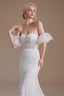 Sweetheart Puff Sleeve Off the Shoulder Lace Long Wedding Dresses