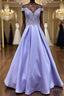 Off Shoulder Purple Lace Long Formal Prom Dresses, Off Shoulder Purple Formal Dresses, Purple Lace Evening Dresses