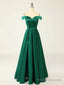 Off the Shoulder Green Long Prom Dresses, Off Shoulder Green Long Formal Evening Dresses