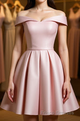 Off The Shoulder Pink Homecoming Dresses Short Formal Prom Dresses, Off Shoulder Graduation Dresses, Formal Dresses, Evening Dresses