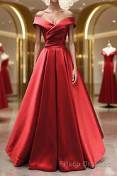 Off the Shoulder Red Long Formal Prom Dresses, Red Off Shoulder Long Formal Evening Dresses