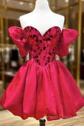 Off The Shoulder Short Red Formal Prom Dress, Short Red Formal Graduation Dress