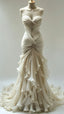 Off White Pleated Evening Prom Dress, Sweetheart Organza Wedding Dress,