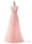 Pearl Pink Lace Appliques Backless Bridesmaid Dress