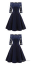 Perfect Navy Blue Homecoming Dress,Off The Shoulder Homecoming Dresses