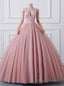 Pink Ball Gown V-neck Sequins Quinceanera Dress