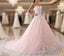 Pink Puffy Ball Gown Princess Sweetheart Tulle Formal Dress With White Lace Formal Prom Dress