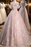 Pink Sweetheart Floral Lace And Tulle Formal Prom Dress, Pink Sweetheart Long Party Dress