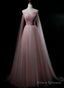 Pink Sweetheart Tulle Long Elegant Evening Dress, Pink Prom Dress