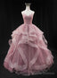 Pink Sweetheart Tulle Long Evening Dress Prom Dress, Pink Sweet 16 Gown
