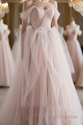 Pink sweetheart tulle long Formal Prom Dresses, pink tulle formal Dresses