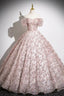 Pink Tulle Floor Length Prom Dress, Beautiful Off The Shoulder Party Dress