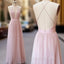 Pink V Neck Tulle Long Formal Prom Dress, Evening Dress
