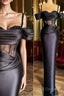 Plus Size Arabic Aso Ebi Black Lace Beaded Formal Prom Dress Spaghetti Sheath Satin Formal Party Second Reception Gowns
