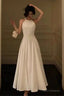 Pretty A Line Halter White Chiffon Prom Dresses Party Night Dress