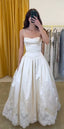 Pretty A Line Spaghetti Straps Stain Lace Long Prom Dresses Formal Dress