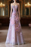 Pretty Ball Gown Sweetheart Pink Floral Tulle Long Formal Prom Dress Evening Gowns