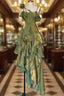 Pretty Irregular Ruffled Spaghetti Straps Green Formal Prom Dress With Detachable Rose Long Birthday Dress For Women