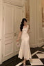Pretty Mermaid Square Neckline White Date Night Dress Prom Dresses Birthday Party Outfit