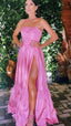 Line Pink Evening Prom Dresses, Sweet Birthday Party Dress