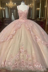 Princess Pink Quinceanera Dress Lace Appliques Sweet 15 Party Formal Prom Ball Gown