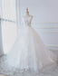 Princess Wedding Dresses Ball Gowns Lace Flowers Applique Sleeveless Bridal Gowns With Train