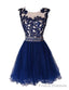 Navy Blue Lace Short With Waist Beadings Royal Blue Custom Made Mini Length Women Skirt Prom Dresses
