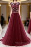 Burgundy Wine Red Beading Long Sexy Formal Prom Dress