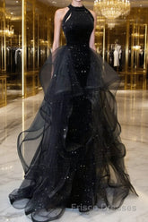 Formal Prom Dress Sparkle & Shine Dress Wedding Party Sleeveless Sequined with Crystals Sequin Ruffles