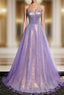 Purple Sweetheart Neck Long Formal Prom Dress Purple Formal Party Dress