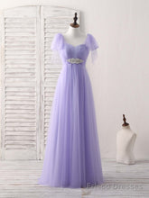 Purple Sweetheart Neck Tulle Long Prom Dress Purple Bridesmaid Dress