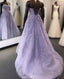 Purple tulle lace long Formal Prom Dresses lace tulle formal Dresses