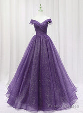 Purple Tulle Sweetheart Long Prom Dress Formal Dress, A-line Tulle Party Dress