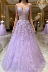 Purple v neck tulle lace long Formal Prom Dresses purple lace formal Dresses