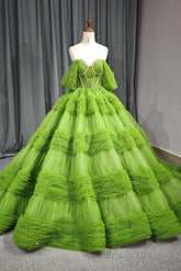 Quinceanera Dress Green Exquisite A Line Off-the-Shoulder Ball Gown